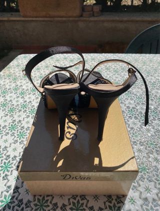 Sandali DiVas neri tacco alto pizzo strass 39