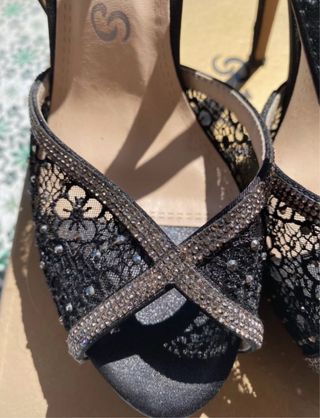 Sandali DiVas neri tacco alto pizzo strass 39