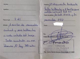 Anillo oro blanco esmeralda y brillantes.