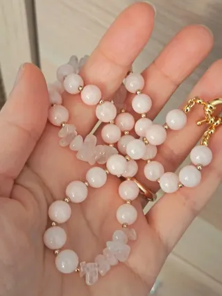 Collana quarzo rosa e oro