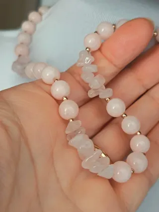 Collana quarzo rosa e oro
