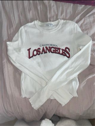 Top Bershka blanco manga larga