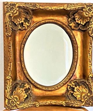 Espejo Antiguo Madera Tallada 35x38cm