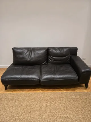 Divano angolare in pelle nero