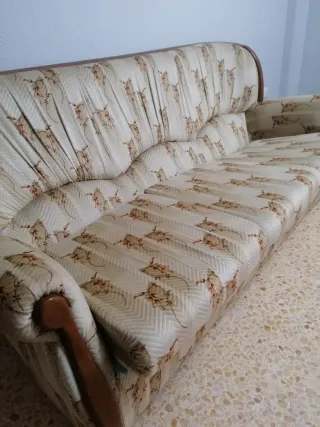 Sofá 3 plazas y sillones antiguos madera maziza