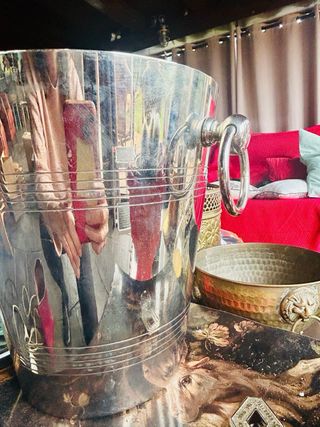 Cubeta para champán de acero inoxidable vintage