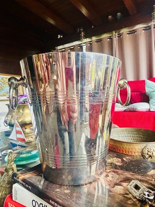 Cubeta para champán de acero inoxidable vintage