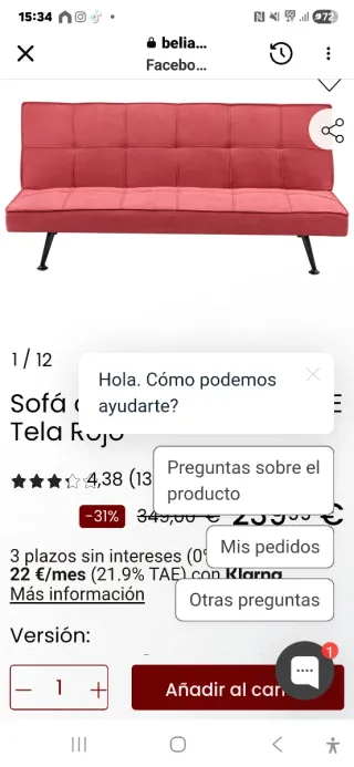 Sofá Cama Rosa/Rojo Nuevo