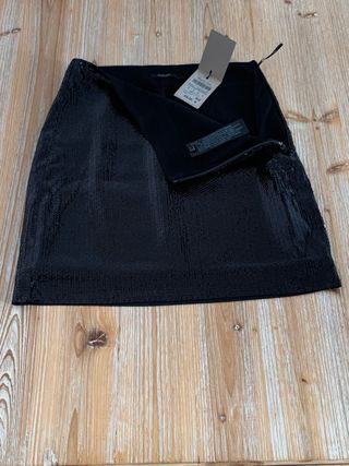 Falda Lentejuelas Massimo Dutti Negra