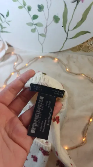 Mitones Zara Lana Beige Flores