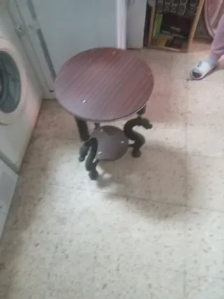 Mesa auxiliar redonda madera y metal