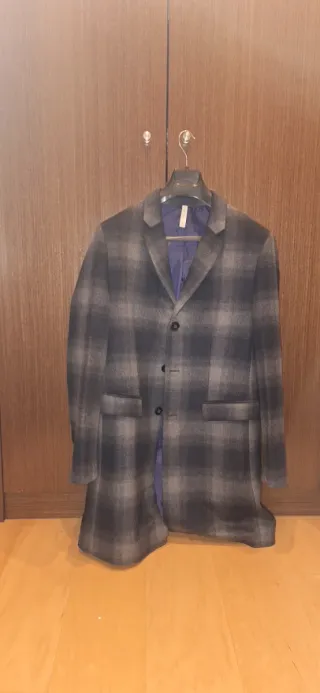 Abrigo cuadros Zara azul grisáceo Talla M