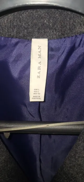 Abrigo cuadros Zara azul grisáceo Talla M