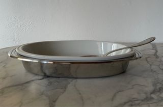 Pirofila da forno ovale con ciotola in acciaio