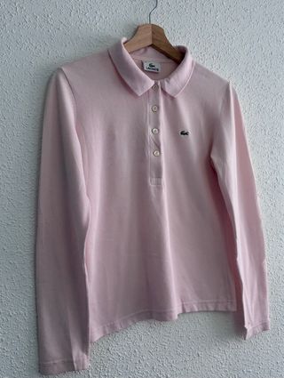 Polo Lacoste Manga Larga Rosa