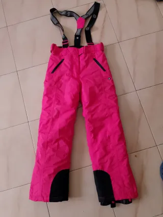 Pantalón de nieve niña rosa con tirantes talla 10