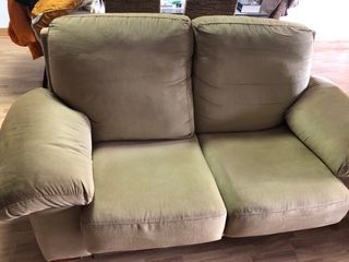 Sofá 2 plazas beige/marron