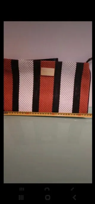 Bolso Bimba y Lola Rayas Naranja Blanco Negro