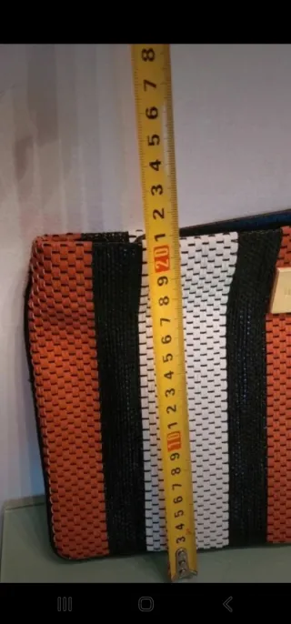 Bolso Bimba y Lola Rayas Naranja Blanco Negro