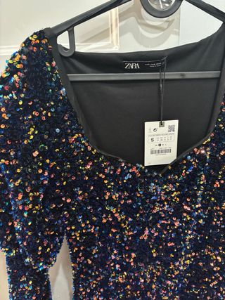 Vestido lentejuelas ZARA Talla S
