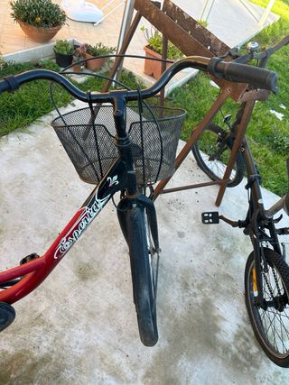 Bici da donna rossa con cestino