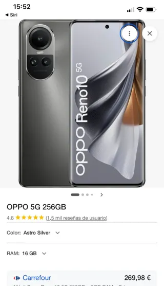 Móvil Oppo Reno10 5G Gris/Plateado