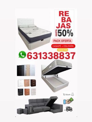 Canapé,colchón,Mesita,Sofá,Cabezal,Somier 99€