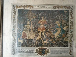 2 Láminas enmarcadas reproducción Tapiz 60x70cm