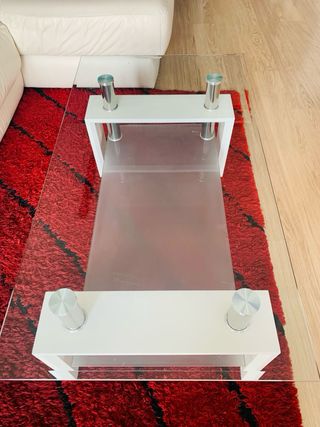 Mesa de centro cristal y metal