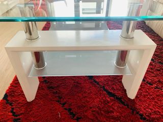 Mesa de centro cristal y metal