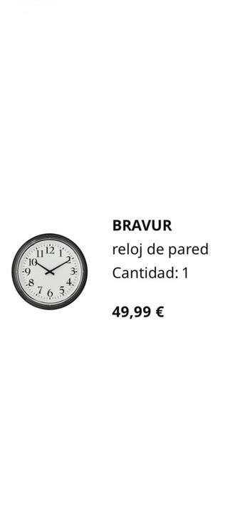 Reloj de Pared Ikea Negro 59cm