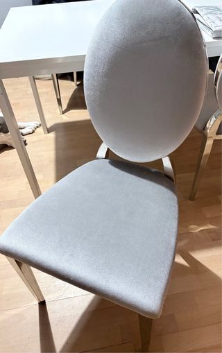 4 Sillas Comedor Terciopelo Gris