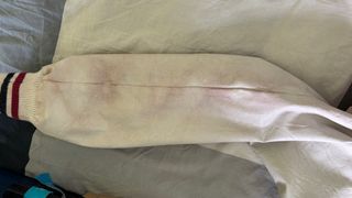 Chaqueta estilo futbol americano roja y blanca