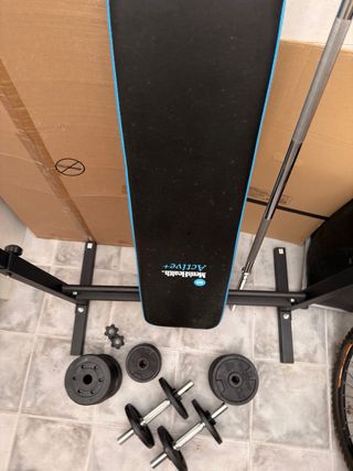 Banco Gimnasio Men's Health + Pesas + barra