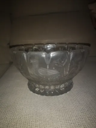 Frutero cristal labrado. Centro mesa. Ensaladera