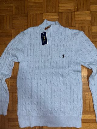 Maglione Ralph Lauren Azzurro Mezza Zip