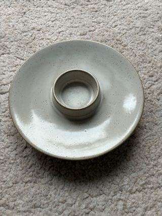 Candelabro portavelas cerámica beige