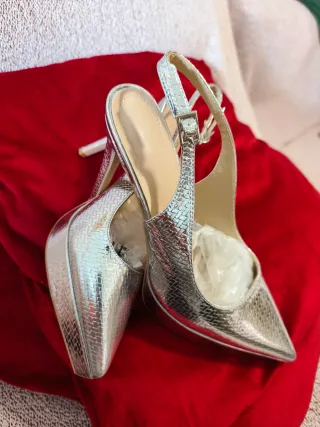 N41/42 Zapatos tacón alto plateados talla 41/42