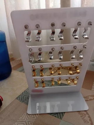 Juego de pendientes mujer baño dorado y plateado