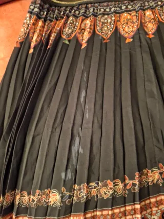 Falda Desigual Boho Negra Multicolor