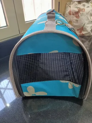 Bolso Transportín Tela Perro Gato Azul