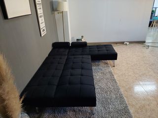 Sofá Cama Click Clack Chaise Longue Negro