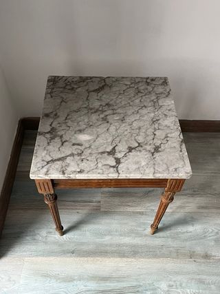Mesa de centro madera y mármol vintage