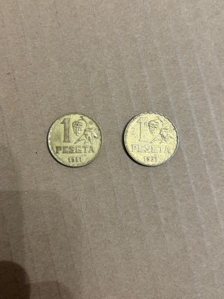2 Monedas de 1 Peseta Rubia 1937