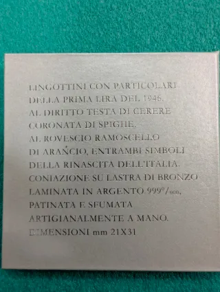 Medaglia Lira 1946 laminata in argento