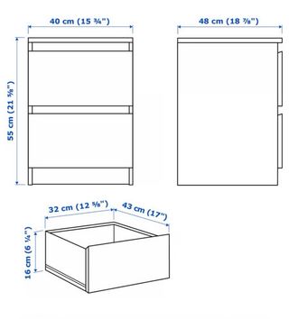 Comodino IKEA MALM - 2 cassetti (Bianco)
