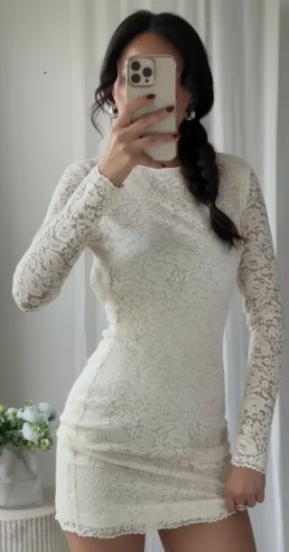 Vestido encaje Zara blanco