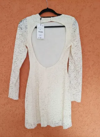 Vestido encaje Zara blanco