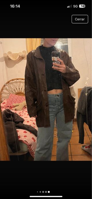 Cazadora vintage de piel marrón