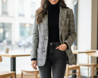 Blazer Vintage Cuadros Príncipe de Gales